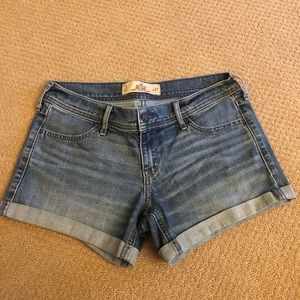 Hollister light wash denim midi shorts